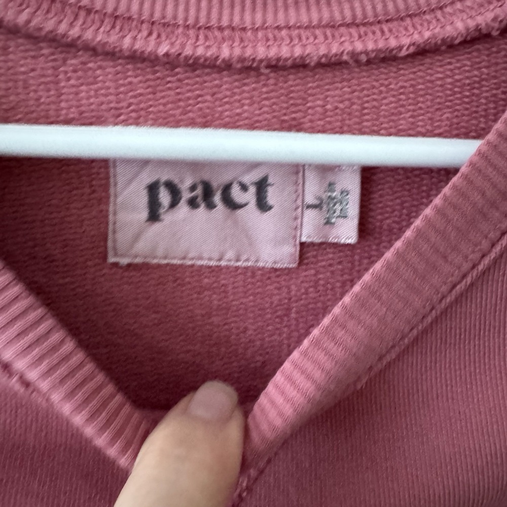 Pact Organic Cotton Crew Neck Sweatshirt Women's Large Dusty Rose Pink - Picture 3 of 8